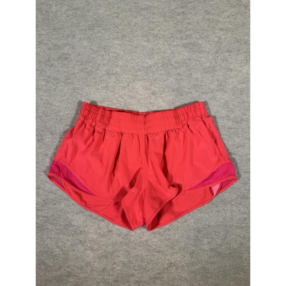 Lululemon Running Shorts Womens 8 Pink Lined Zip Pocket Split Hem 2.5 In Run